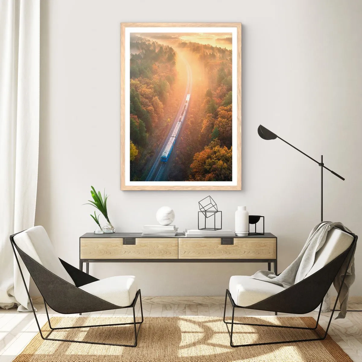 Poster in einem Rahmen aus heller Eiche - Herbstreise - 61x91 cm