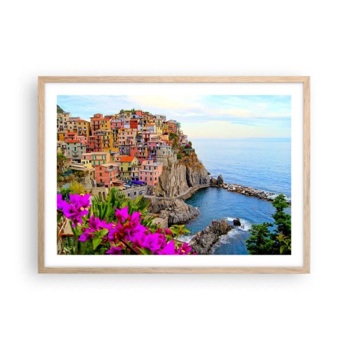 Poster in einem Rahmen aus heller Eiche - Lachende Stadt - 70x50 cm