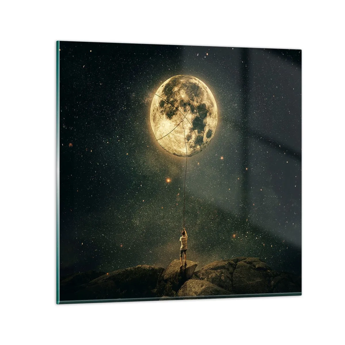Glasbild - Bild auf glas - Der Mann, der den Mond gestohlen hat - 40x40 cm