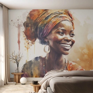 Fototapete Premium Canvas - Afrikanische Königin - Frau, Afroamerikaner, Porträt - 450x315 cm