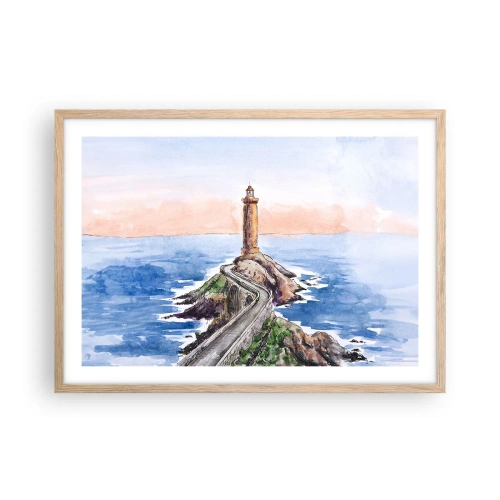 Poster in einem Rahmen aus heller Eiche - Dem Meer zugewandt - 70x50 cm