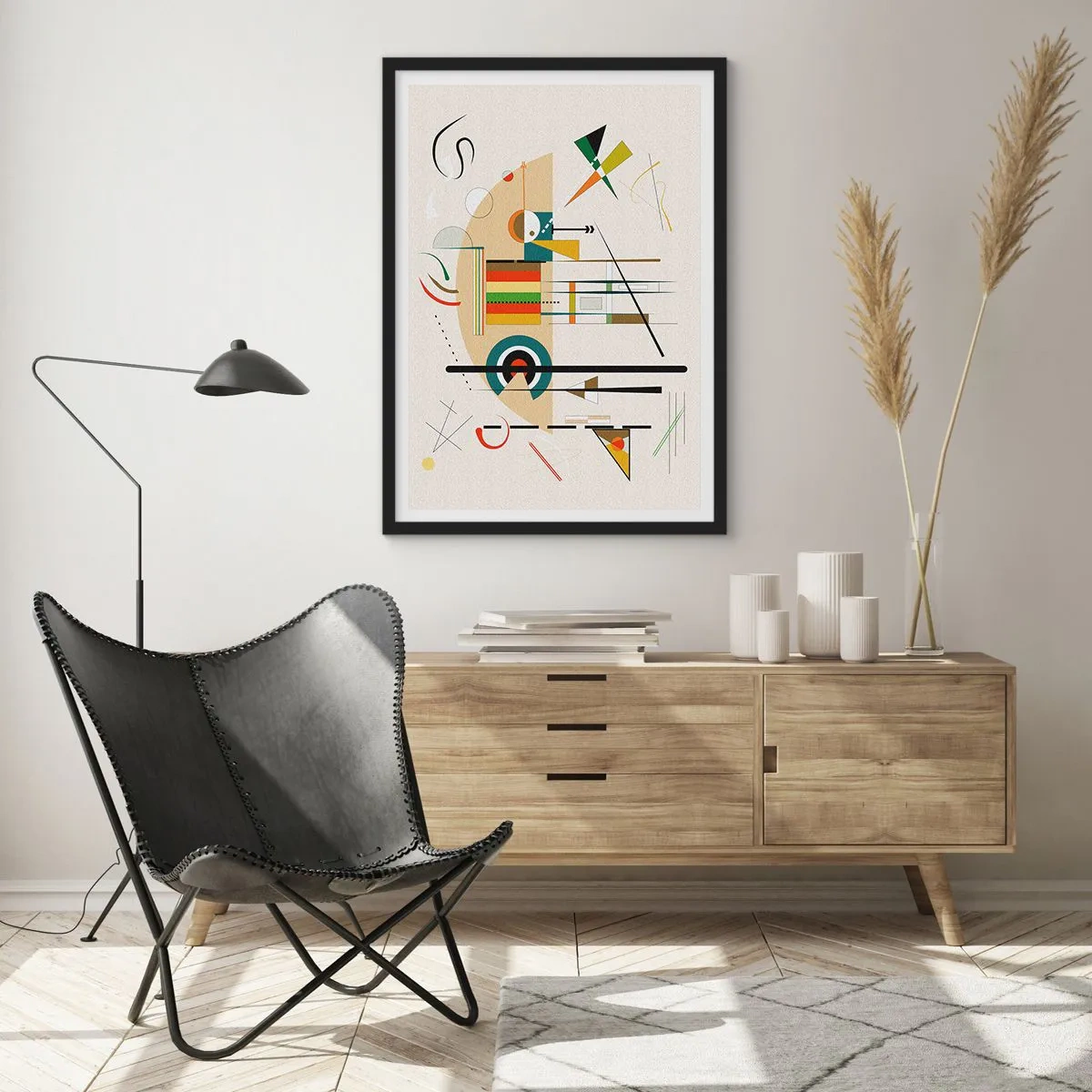 Poster in einem schwarzem Rahmen - Und die Welt lacht - 61x91 cm