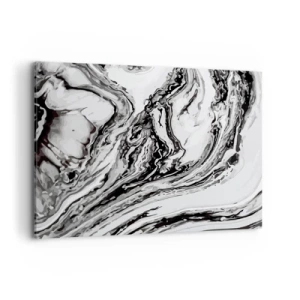 Bild auf Leinwand - Leinwandbild - Abstraktes Marmormuster in Schwarz und Weiß - 120x80cm - Am Anfang war Chaos - Moderne Wanddekoration für Wohnzimmer und Schlafzimmer ARTTOR