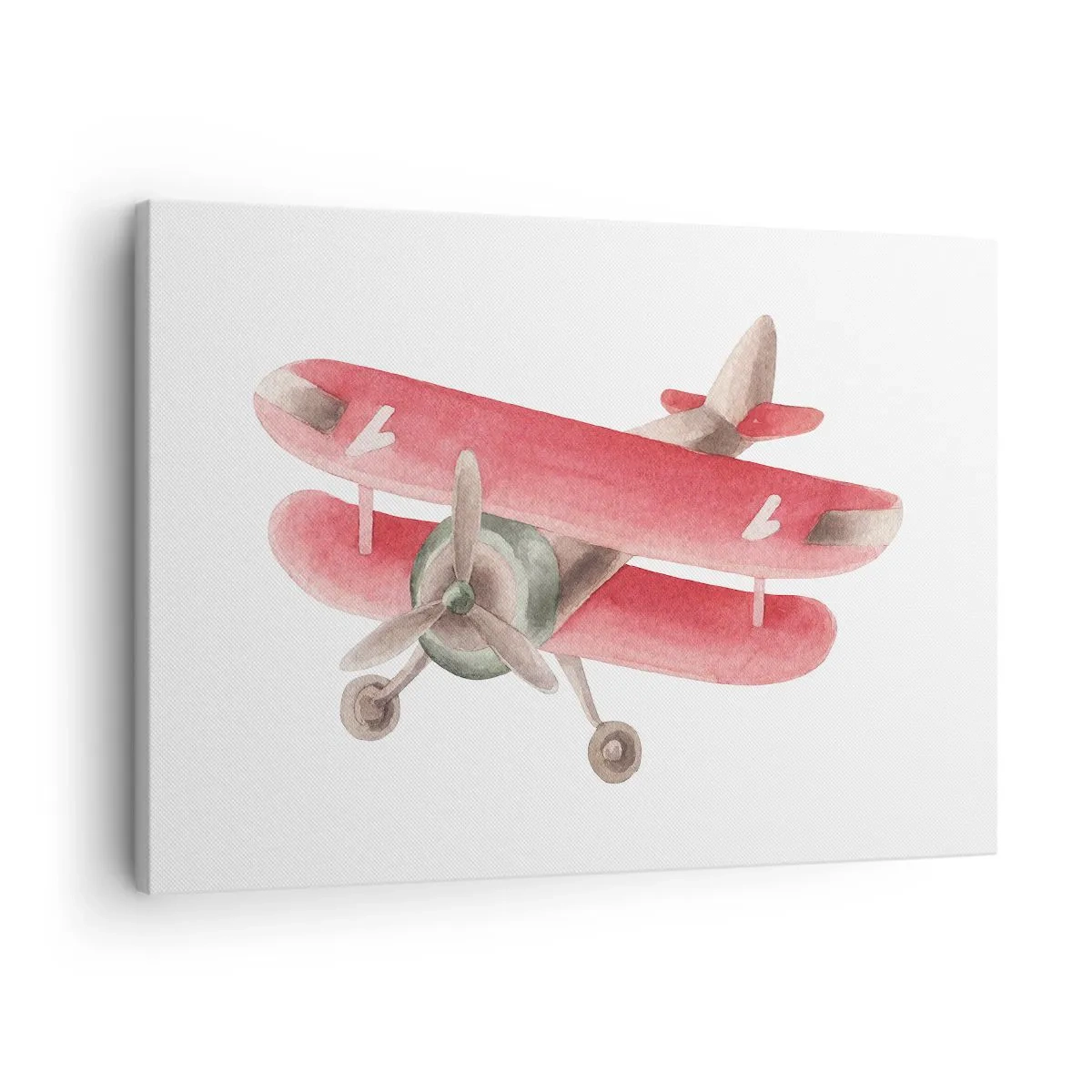 Bild auf Leinwand - Leinwandbild - Rotes Retro-Flugzeug auf weißem Hintergrund - 70x50cm - Bereit für Höhenflüge - Moderne Wanddekoration für Wohnzimmer und Schlafzimmer ARTTOR