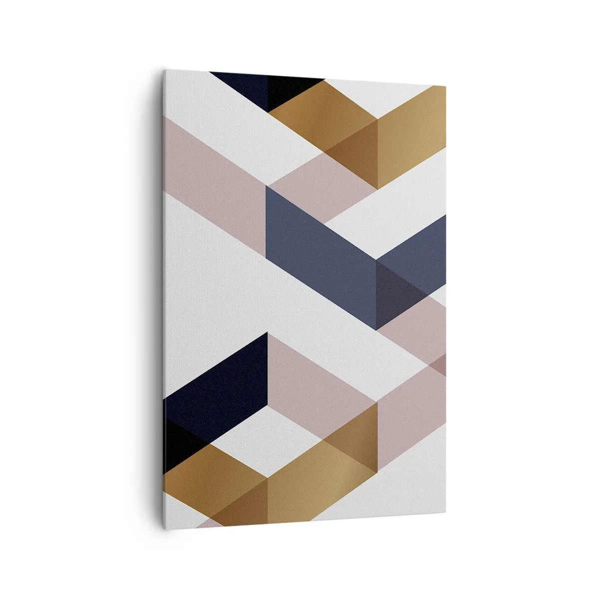 Bild auf Leinwand - Leinwandbild - Geometrische Muster in Gold- und Marineblautönen - 70x100cm - Ebenen und Winkel - Moderne Wanddekoration für Wohnzimmer und Schlafzimmer ARTTOR