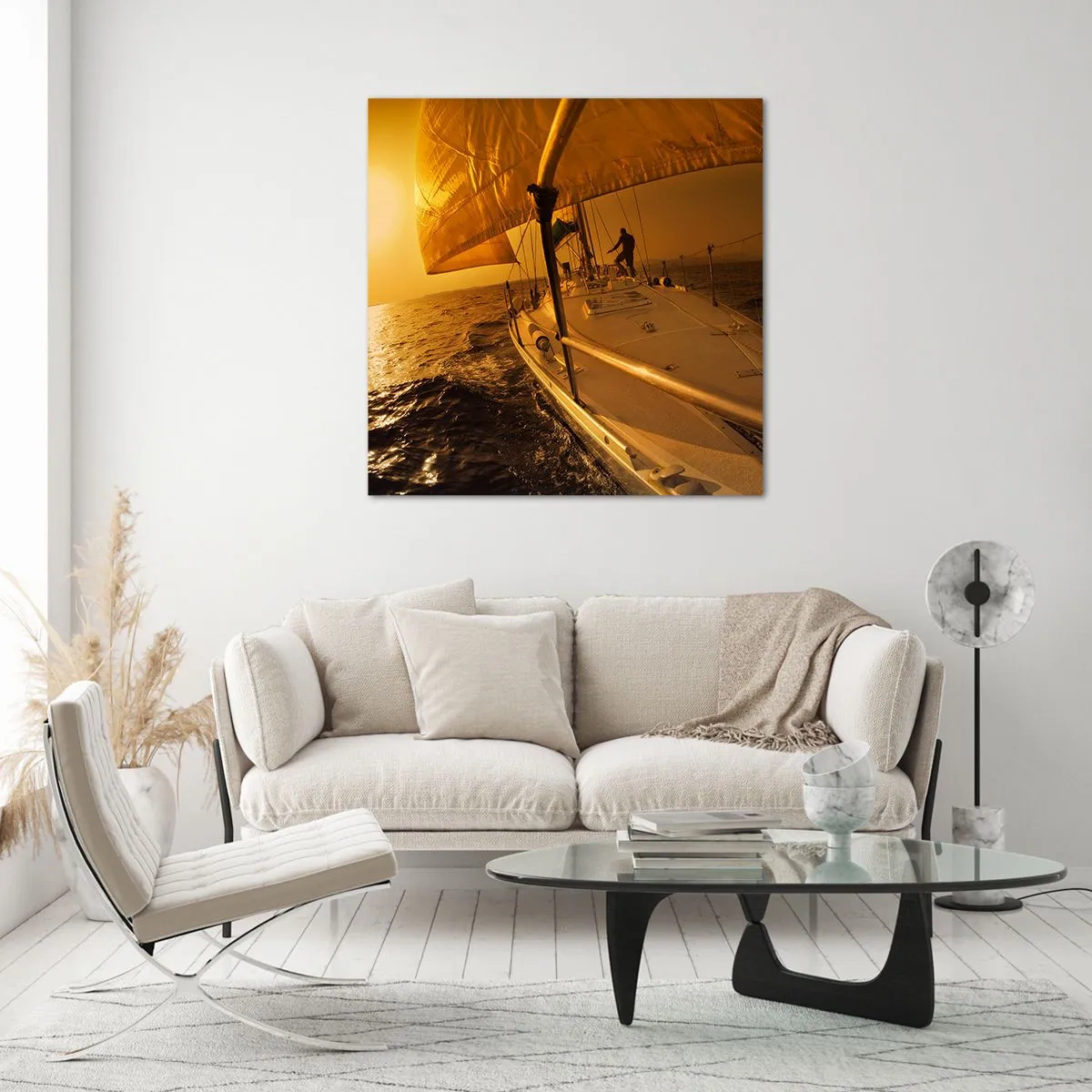 Glasbild - Bild auf glas - Ein goldener Abend nach einem bunten Tag - 50x50 cm