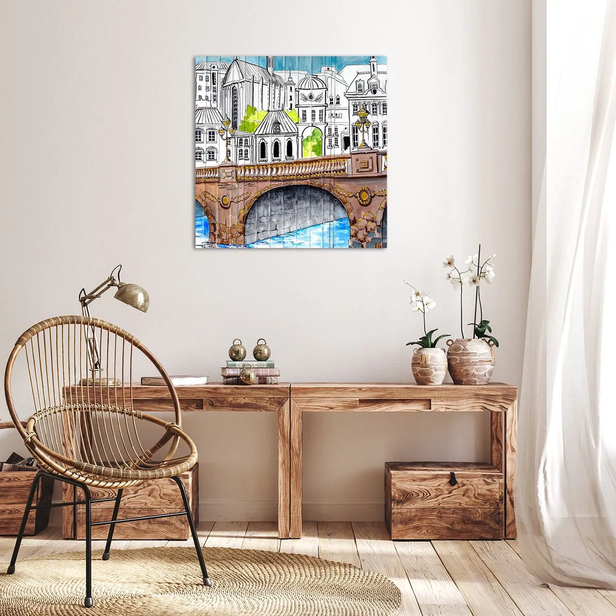 Bild auf Leinwand - Leinwandbild - Die Stadt ist gemalt - 40x40 cm