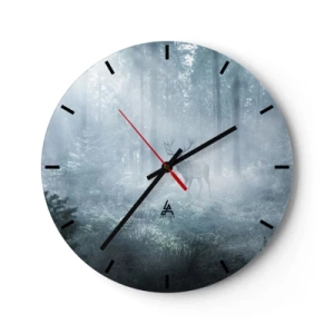 Wanduhr - Glasuhr - Morgenvisite auf dem Grundstück - 40x40 cm