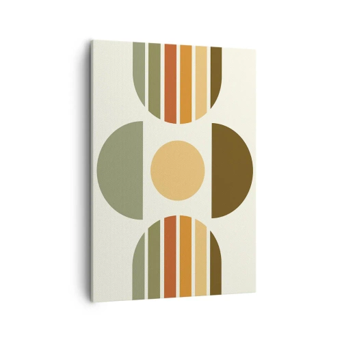 Bild auf Leinwand - Leinwandbild - Geometrische Komposition mit Halbkreisen und Streifen in Erdtönen - 50x70cm - In Erdtönen - Moderne Wanddekoration für Wohnzimmer und Schlafzimmer ARTTOR