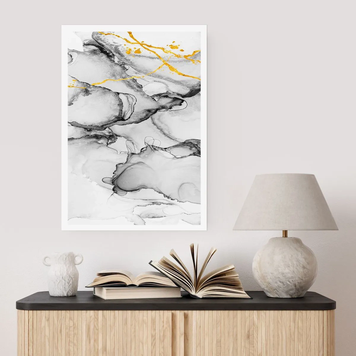 Poster - Komposition mit Goldmotiv - 40x50 cm