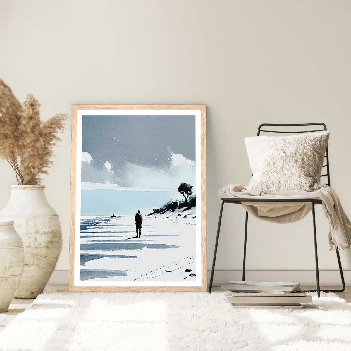 Poster in einem Rahmen aus heller Eiche - Allein sein - 30x40 cm
