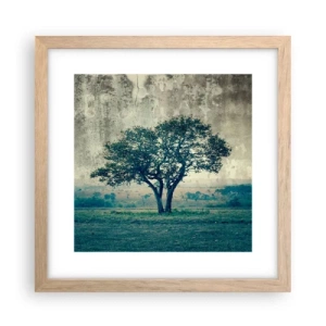 Poster in einem Rahmen aus heller Eiche - Ein Apfelbaum auf blauem Feld? - 30x30 cm