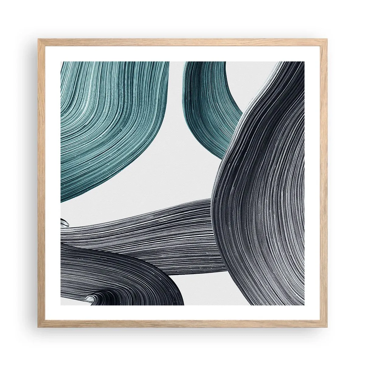 Poster in einem Rahmen aus heller Eiche - Smaragdgrüne und schwarze Pfade - 60x60 cm