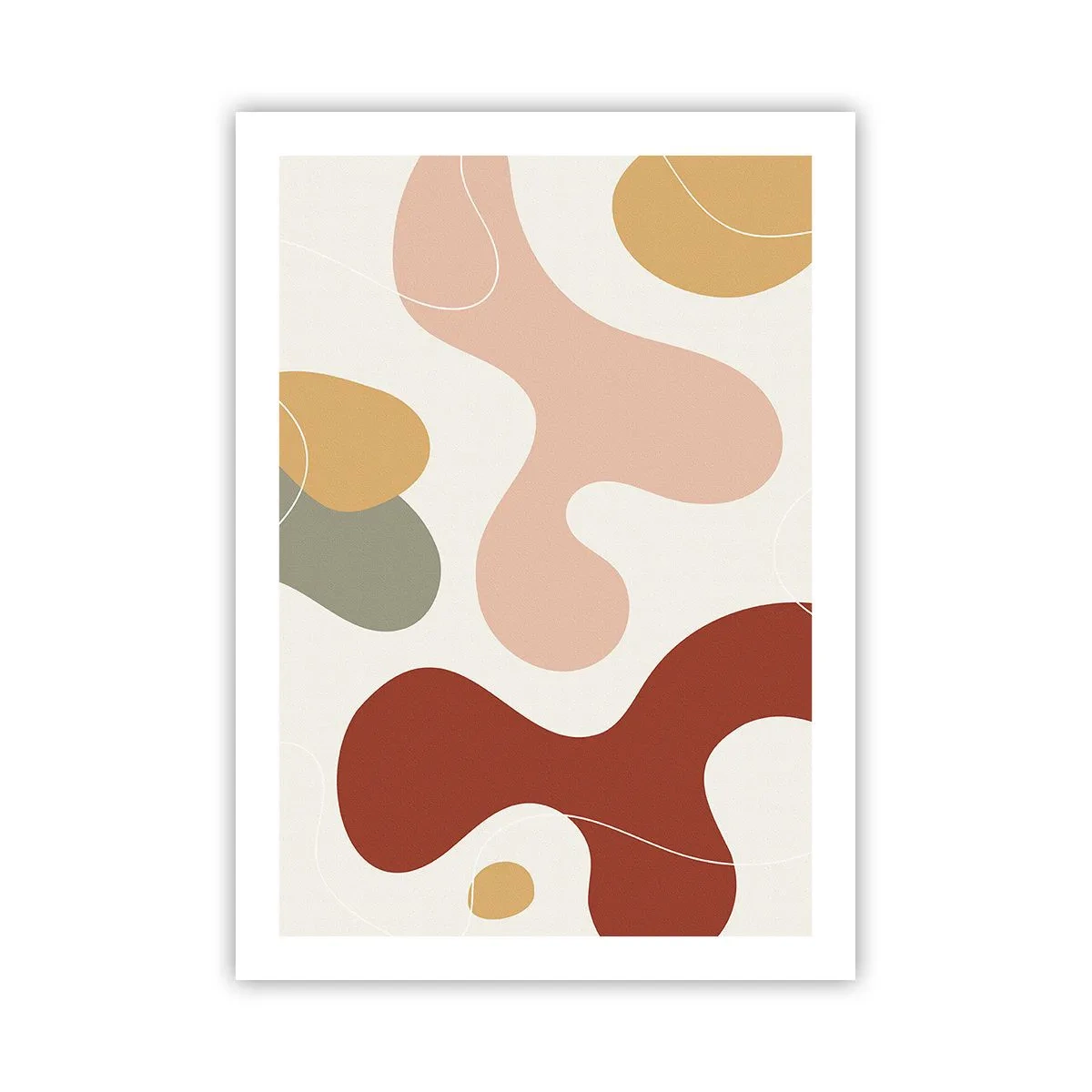 Poster - Eine abstrakte Komposition in warmen Pastelltönen. - 50x70cm - Kringel oder Schnörkel? - Moderne Wanddekoration für Wohnzimmer und Schlafzimmer ARTTOR