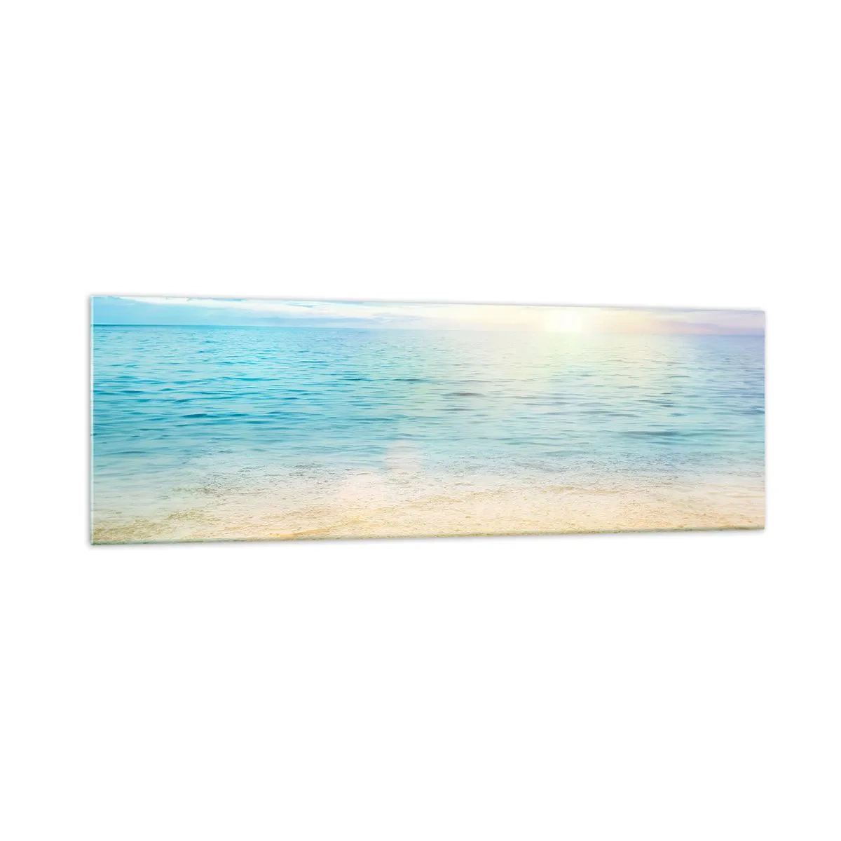 Glasbild - Bild auf glas - Ein Strand mit türkisfarbenem Meer und klarem Himmel - 160x50cm - Großes Blau - Moderne Wanddekoration für Wohnzimmer und Schlafzimmer ARTTOR
