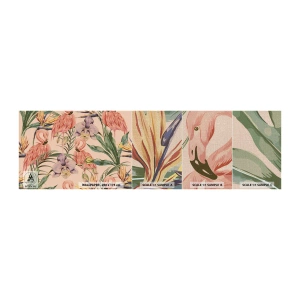 Fototapeten Muster Premium Canvas - Rosa Ballett in Blumen - Vogel, Flamingo, Dschungel - 100x30 cm