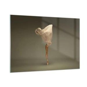 Glasbild - Bild auf glas - Eine Tänzerin in zarter Pose mit hochgezogenem Schleier - 100x70cm - Es wird bald auffliegen - Moderne Wanddekoration für Wohnzimmer und Schlafzimmer ARTTOR