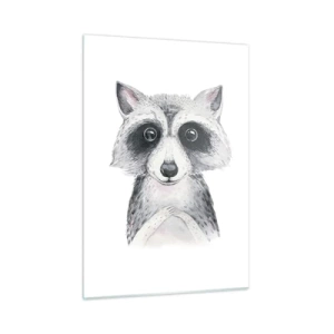 Glasbild - Bild auf glas - Porträt eines Marderhundes in Schwarz und Weiß - 50x70cm - Ein Moment zum Bewegen - Moderne Wanddekoration für Wohnzimmer und Schlafzimmer ARTTOR