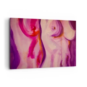 Bild auf Leinwand - Leinwandbild - Eine abstrakte Interpretation der weiblichen Silhouette in Rosa- und Lilatönen. - 100x70cm - Ode an die Weiblichkeit - Moderne Wanddekoration für Wohnzimmer und Schlafzimmer ARTTOR