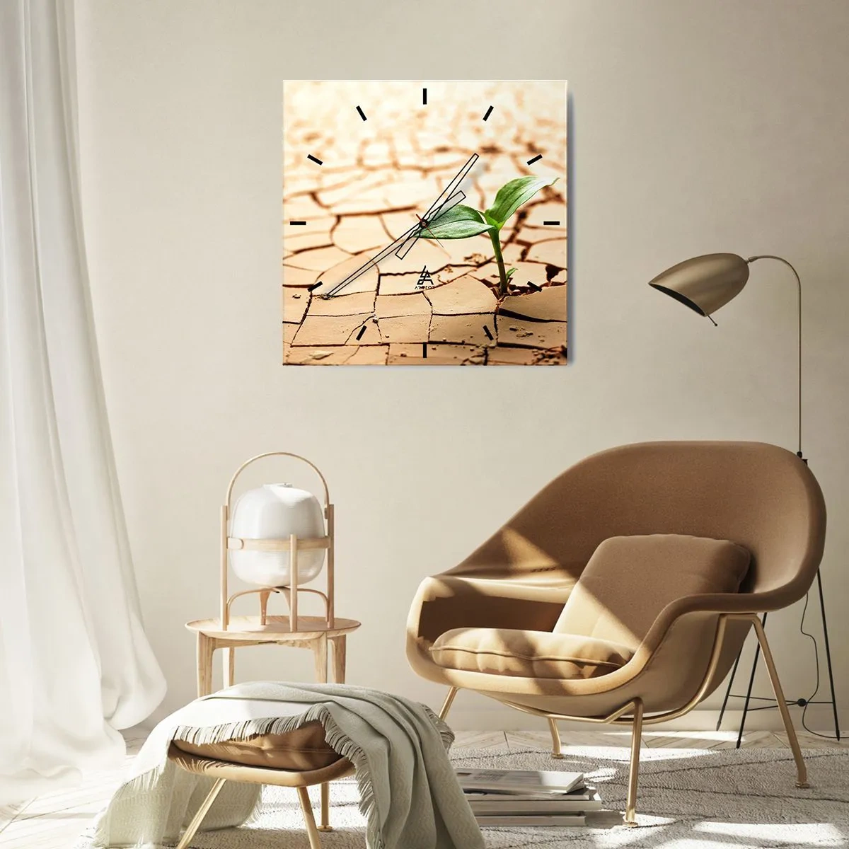 Wanduhr - Glasuhr - Die unbezähmbare Kraft des Lebens - 30x30 cm