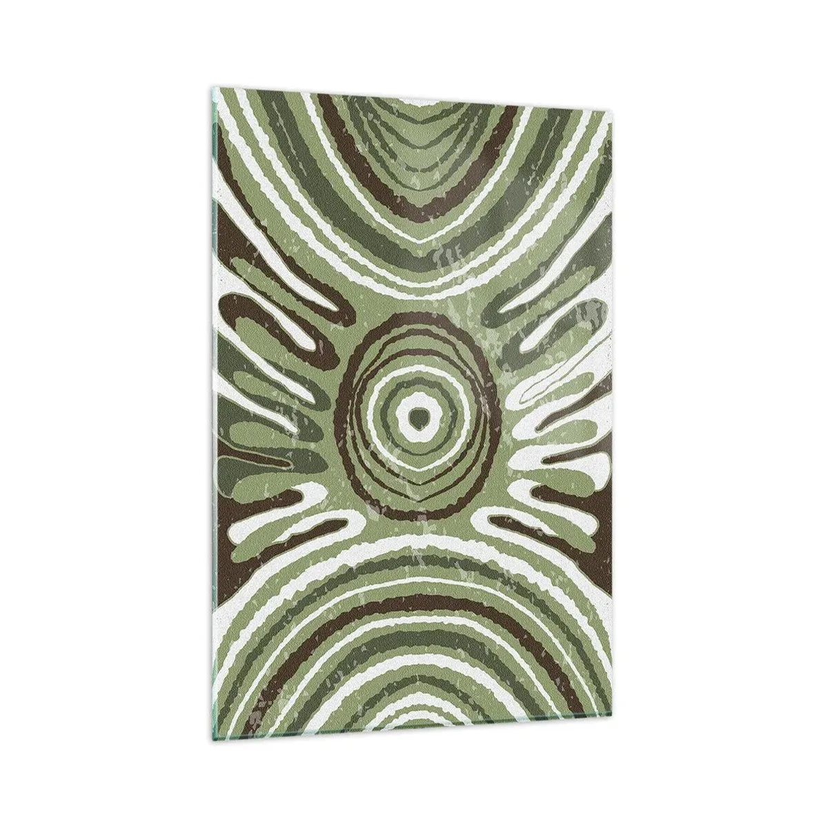Glasbild - Bild auf glas - Abstrakte Muster in Grün- und Brauntönen - 80x120cm - Explosion von Emotionen - Moderne Wanddekoration für Wohnzimmer und Schlafzimmer ARTTOR