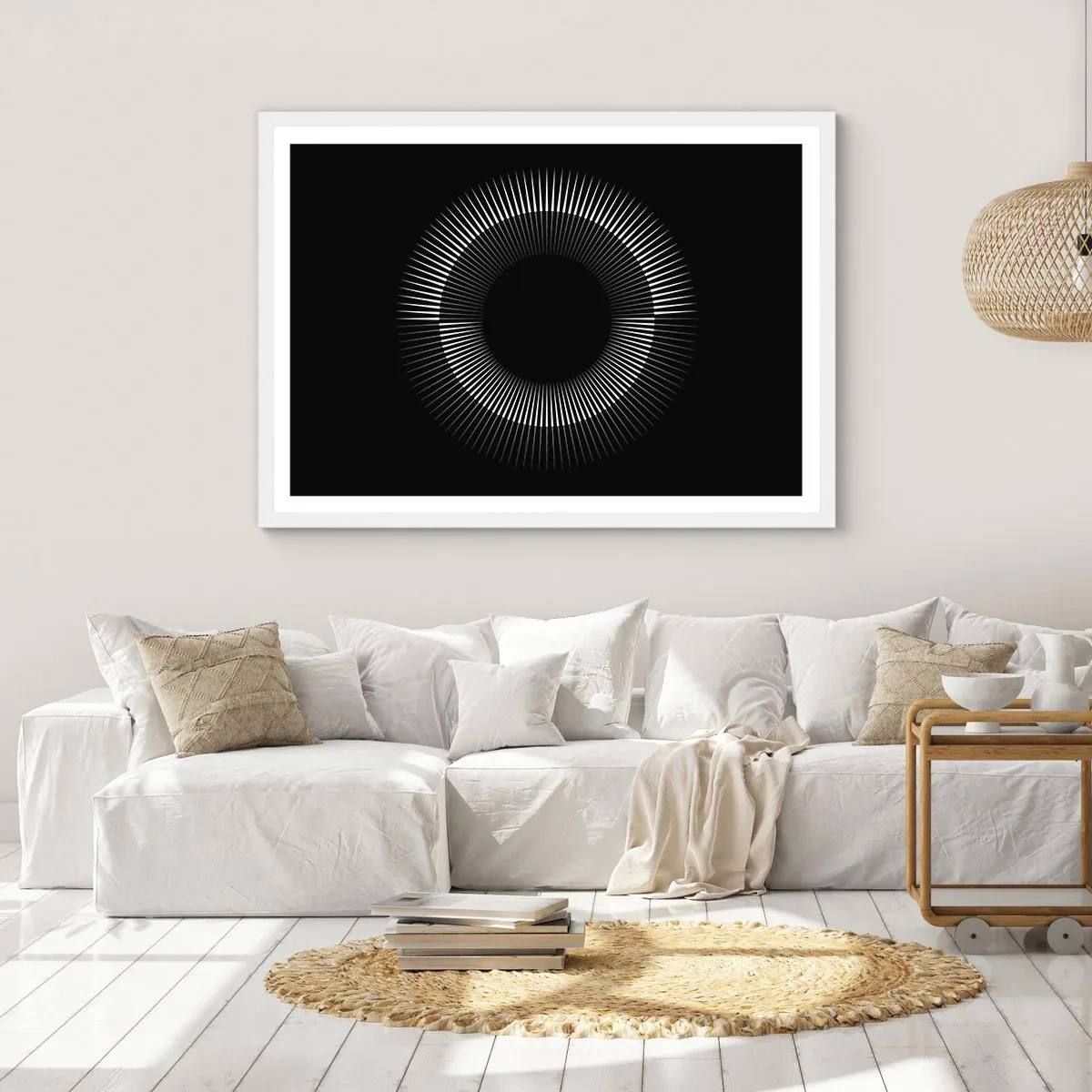 Poster in einem weißen Rahmen - Schwarze Sonne - 70x50 cm