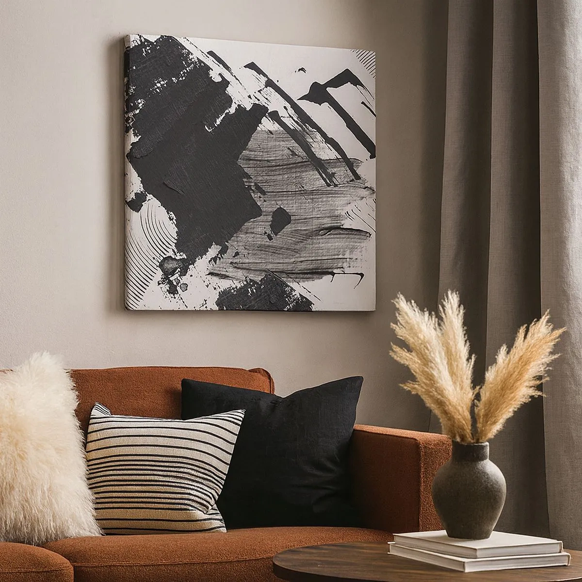 Bild auf Leinwand - Leinwandbild - Abstraktion – Ausdruck von Schwarz - 30x30 cm