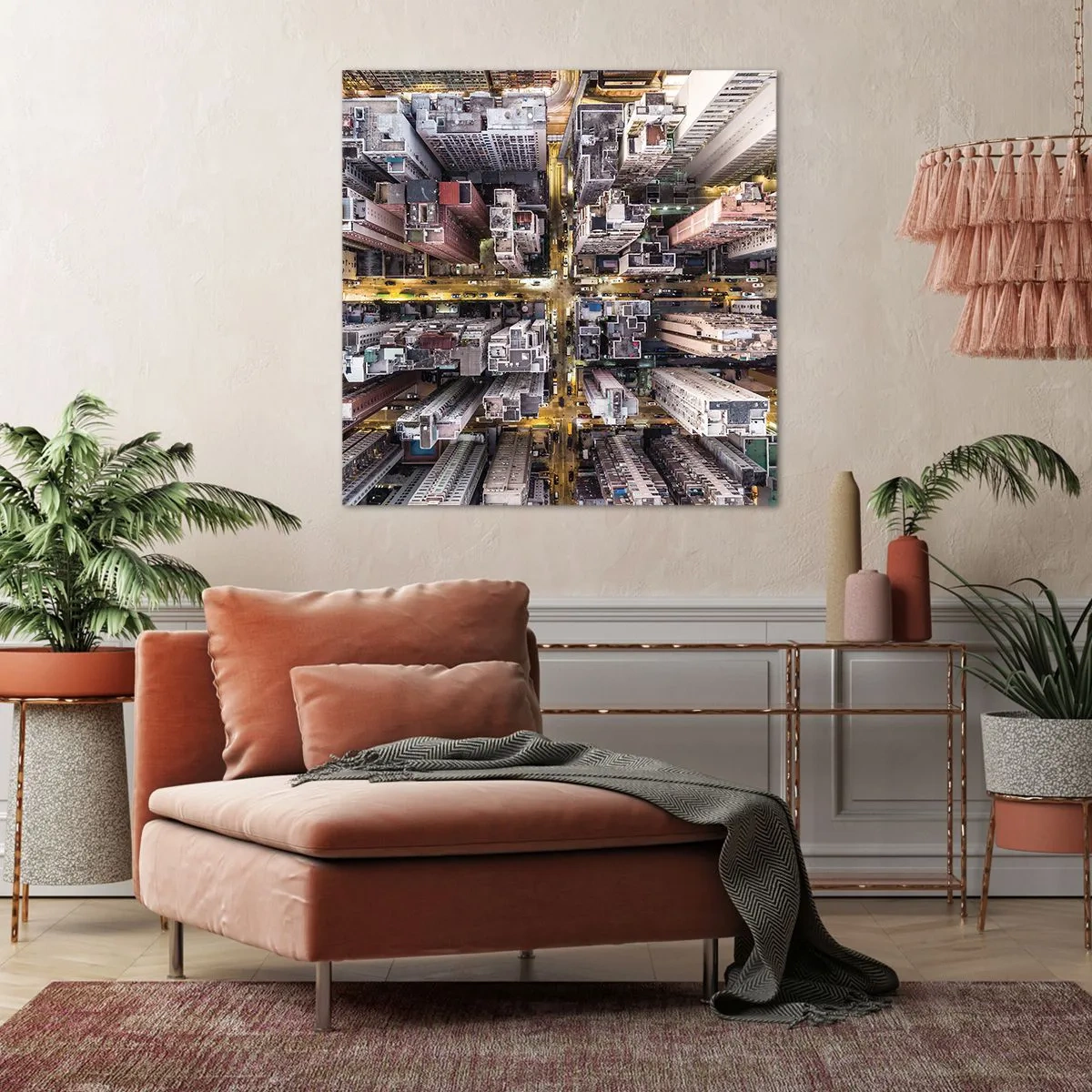 Bild auf Leinwand - Leinwandbild - Grüße aus Hongkong - 40x40 cm