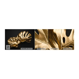 Fototapeten Muster Selbstklebend Deluxe Sticker - Die Schätze der Natur - Abstraktion, Goldene Blätter, Monstera-Blatt - 100x30 cm