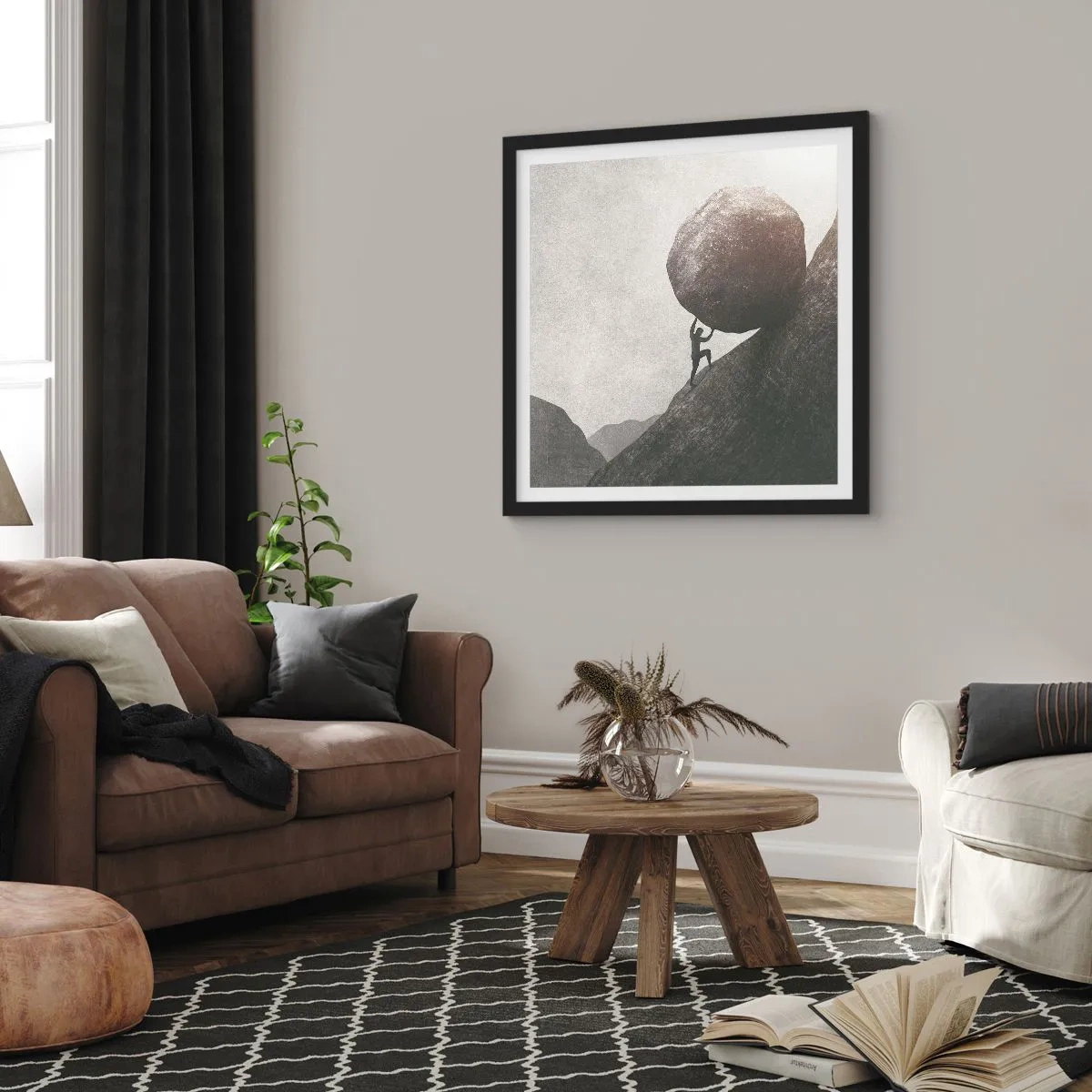 Poster in einem schwarzem Rahmen - Ich glaube wider alle Hoffnung - 60x60 cm