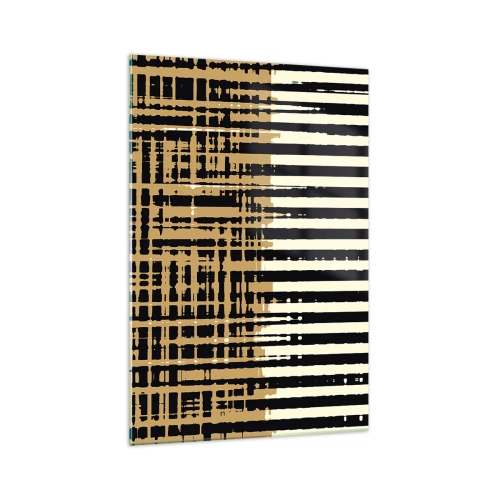 Glasbild - Bild auf glas - Abstrakte Linien in Schwarz, Beige und Weiß - 70x100cm - Architektonische Abstraktion - Moderne Wanddekoration für Wohnzimmer und Schlafzimmer ARTTOR