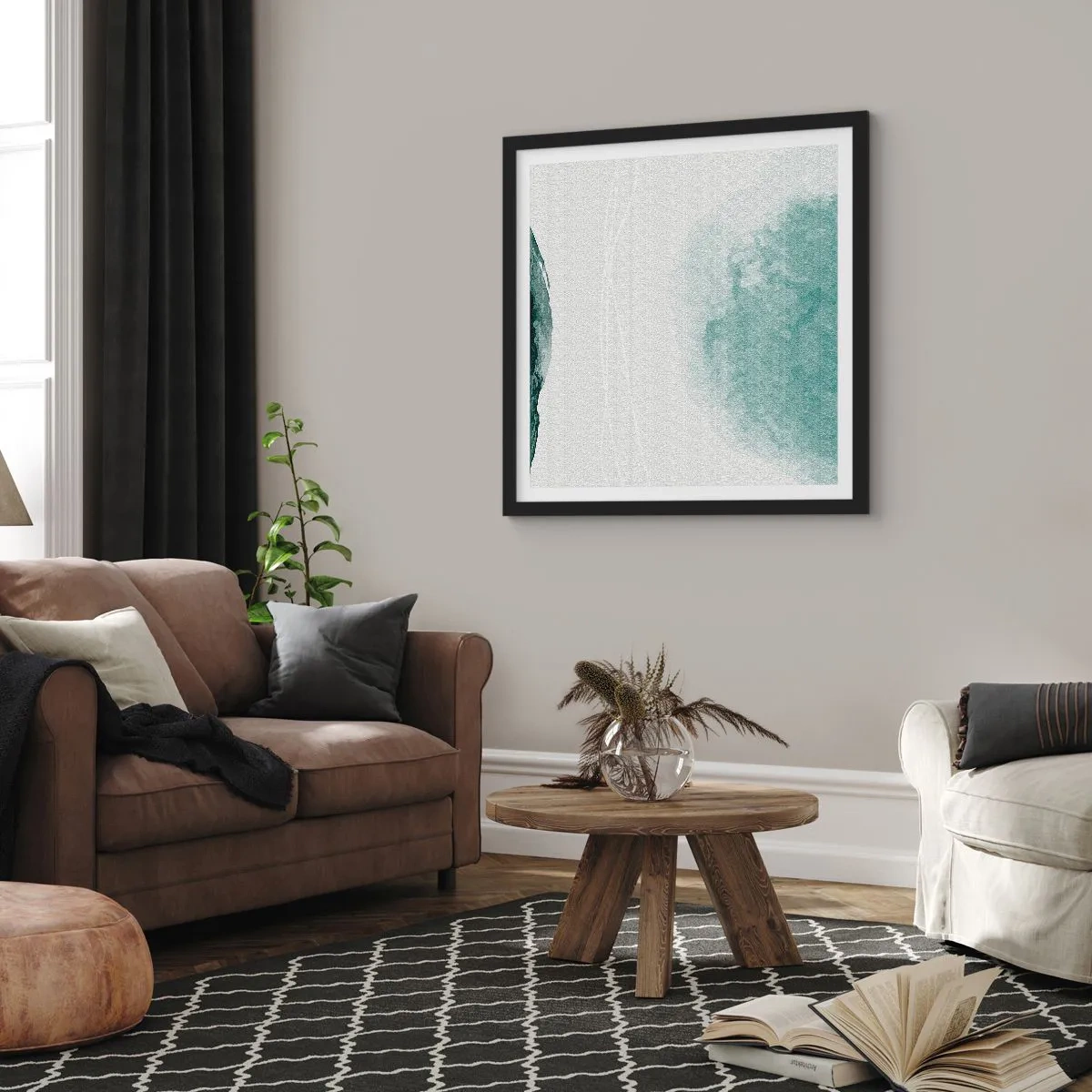 Poster in einem schwarzem Rahmen - Begegnung mit Nebel - 50x50 cm