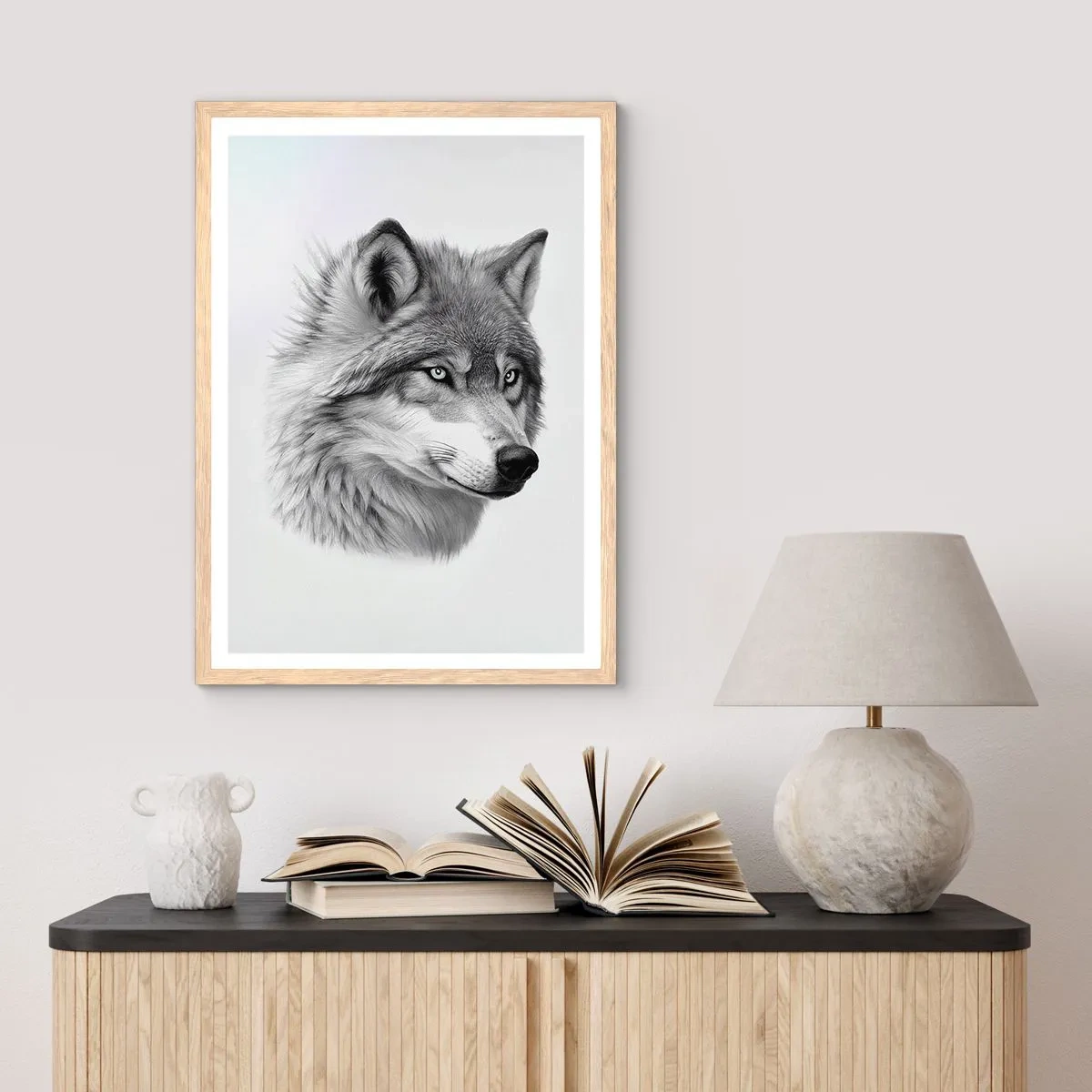 Poster in einem Rahmen aus heller Eiche - Alpha – ohne Zweifel - 50x70 cm