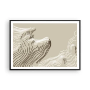 Poster in einem schwarzem Rahmen - Ein abstraktes Muster in Beigetönen mit linearer Wirkung. - 100x70cm - Topographie der Kunst - Moderne Wanddekoration für Wohnzimmer und Schlafzimmer ARTTOR