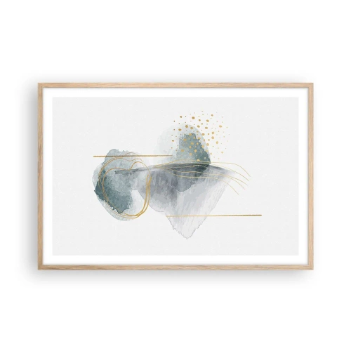 Poster in einem Rahmen aus heller Eiche - Über das Verhältnis von Grau und Gold - 91x61 cm