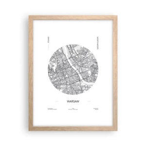 Poster in einem Rahmen aus heller Eiche - Anatomie von Warschau - 30x40 cm