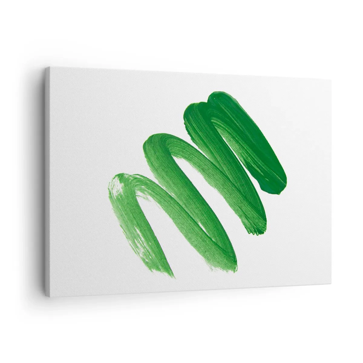 Bild auf Leinwand - Leinwandbild - Grüner abstrakter Pinselstrich auf weißem Hintergrund - 70x50cm - Grüner Witz - Moderne Wanddekoration für Wohnzimmer und Schlafzimmer ARTTOR
