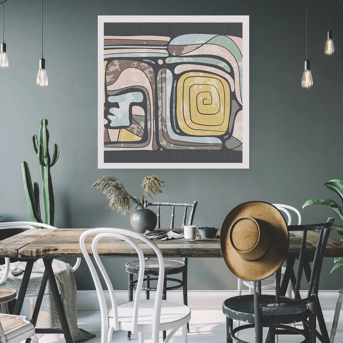 Poster - Abstraktion im präkolumbianischen Geist - 60x60 cm