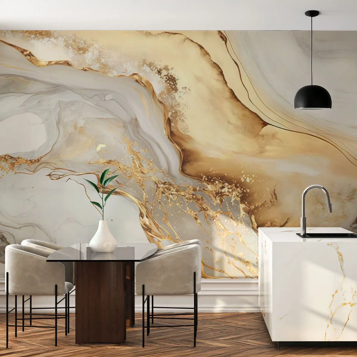 Fototapete Premium Sand - Abstraktion: Schönheit und Güte - Marmor, Glanz, Elegant - 100x70 cm