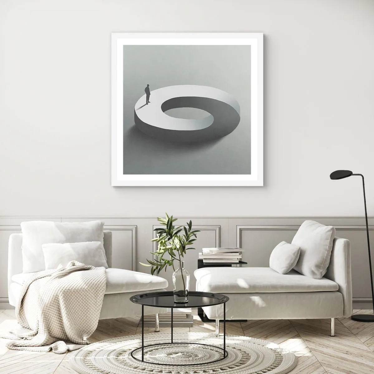 Poster in einem weißen Rahmen - Und wie soll man davon klug werden - 60x60 cm