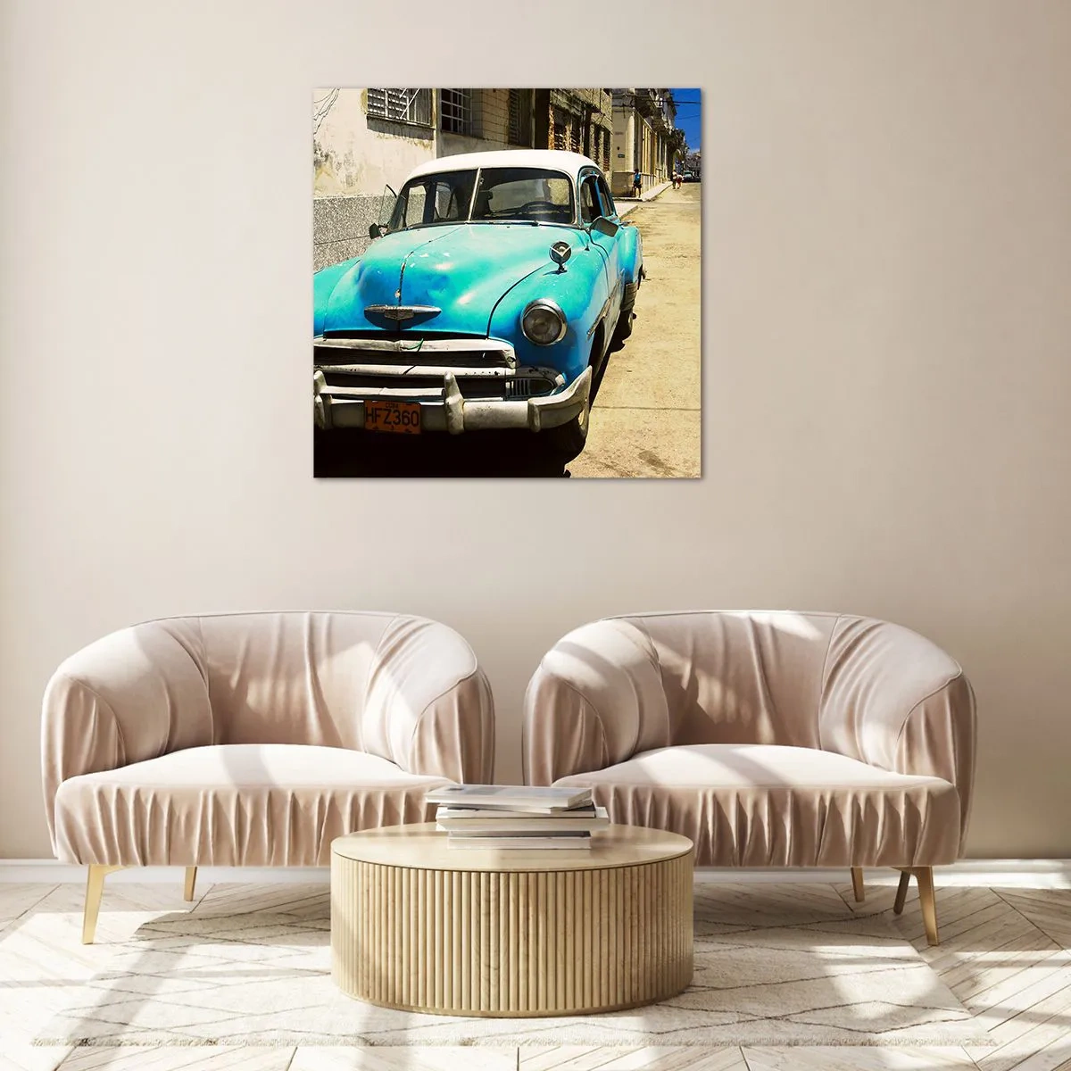 Glasbild - Bild auf glas - Evviva Kuba! - 70x70 cm