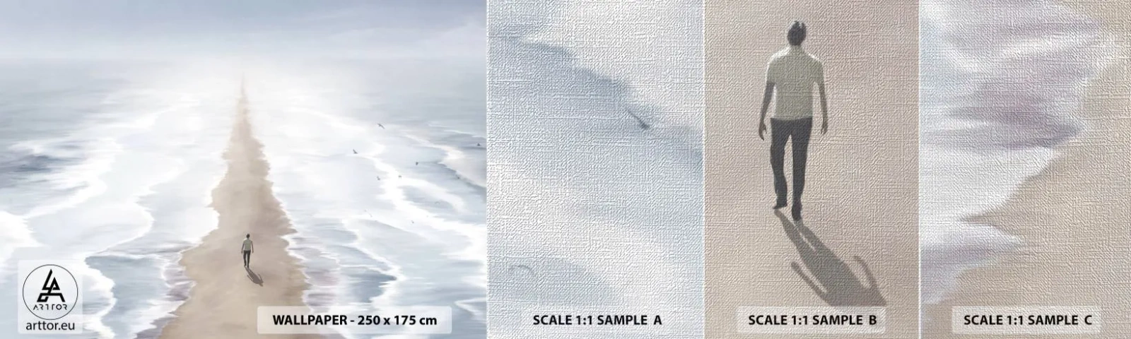 Fototapeten Muster Premium Canvas - Glänzende Zukunft - Meer, Hell, Strand - 100x30 cm