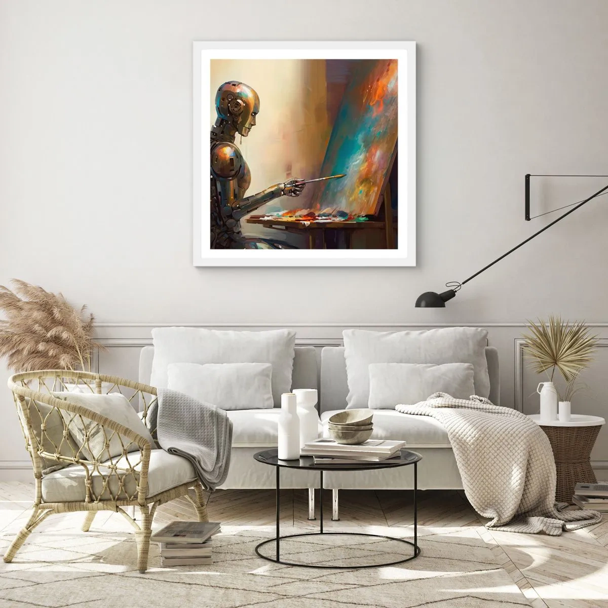 Poster in einem weißen Rahmen - Die Kunst der Zukunft - 40x40 cm