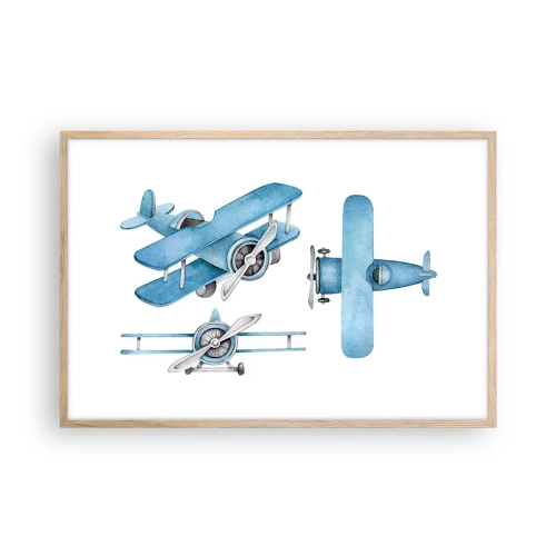 Poster in einem Rahmen aus heller Eiche - Geboren um zu gewinnen - 91x61 cm