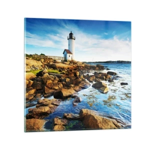 Glasbild - Bild auf glas - Komm glücklich zurück, ich warte - 70x70 cm