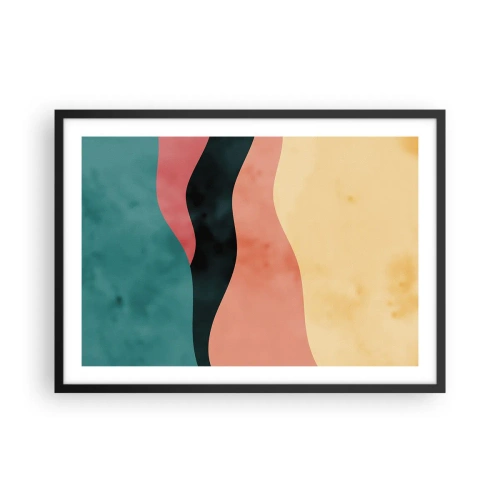 Poster in einem schwarzem Rahmen - Abstrakte Wellen in Pastellfarben - 70x50cm - Konforme Nichtkonformität - Moderne Wanddekoration für Wohnzimmer und Schlafzimmer ARTTOR