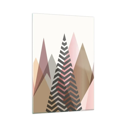 Glasbild - Bild auf glas - Bunte geometrische Berge in Pastelltönen - 80x120cm - Pyramidale Aussicht - Moderne Wanddekoration für Wohnzimmer und Schlafzimmer ARTTOR
