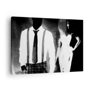 Bild auf Leinwand - Leinwandbild - Charaktere im Noir-Stil, schwarz-weiße Eleganz und Mysterium - 70x50cm - In Noir-Atmosphäre - Moderne Wanddekoration für Wohnzimmer und Schlafzimmer ARTTOR