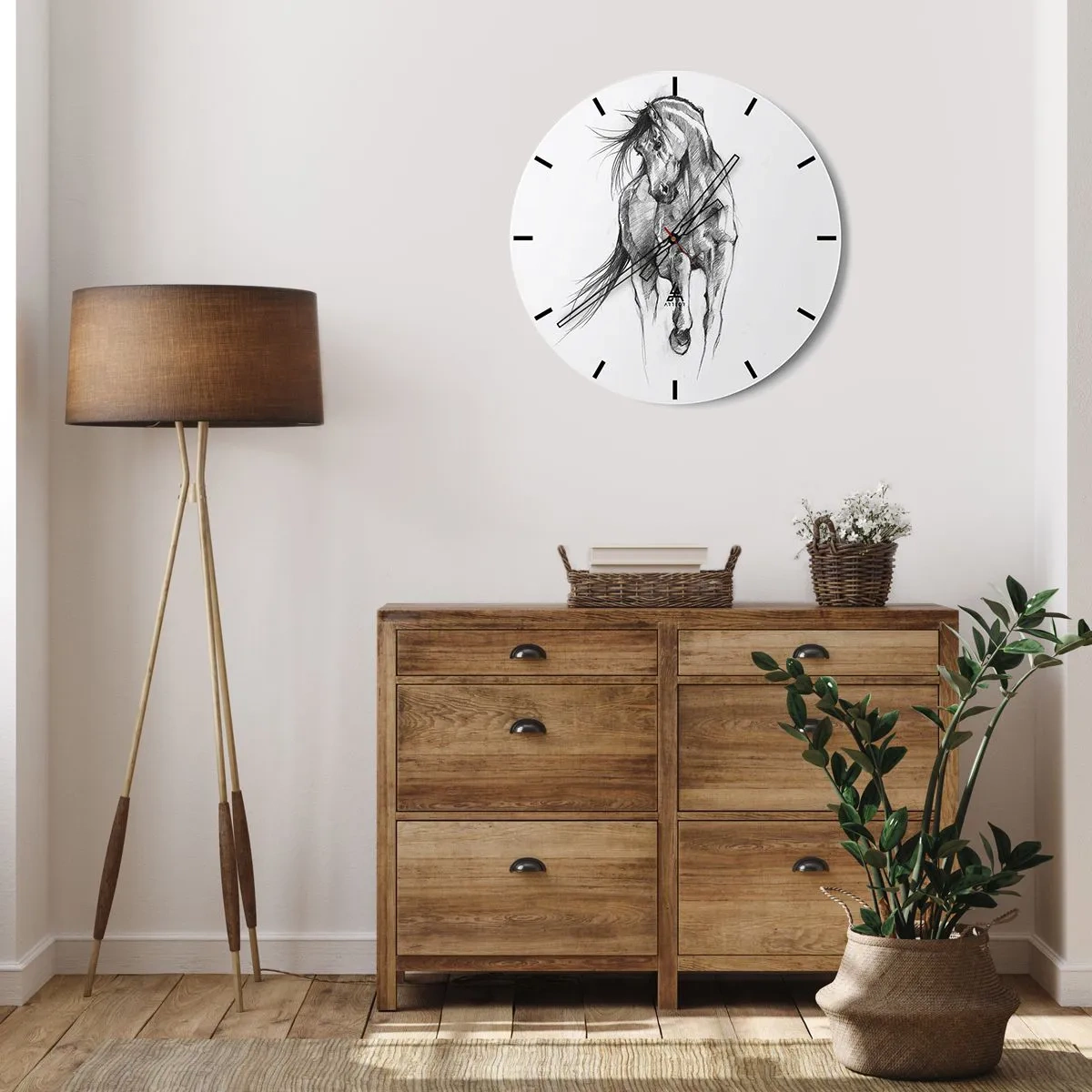 Wanduhr - Glasuhr - Im anmutigen Trab - 40x40 cm