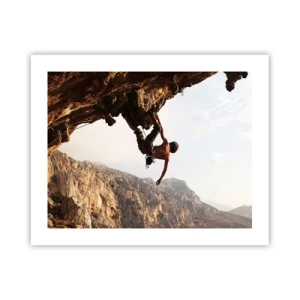 Poster - Die Welt ist in einer Hand auf einem Felsblock geschrumpft - 50x40 cm